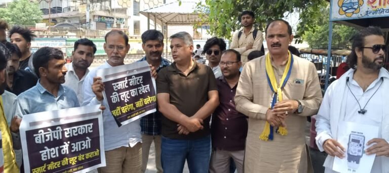 स्मार्ट मीटर के विरोध में  आप ने किया विरोध प्रदर्शन, जलाई प्रतियां