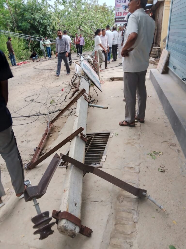 तेज आंधी में गिरे जनपद में बिजली के खंबे और पेड़